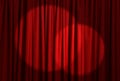 Spotlights illuminating red stage curtains. Start of performance Royalty Free Stock Photo