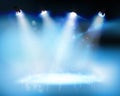 Spotlights illuminating the stage. Vector illustration. Royalty Free Stock Photo