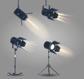 Spotlights, Realistic 3d Vector Powerful Lighting Devices Used For Focused Illumination On Stages, Events And Settings