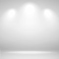 Spotlights Scene. Abstract white background empty room studio background and display your product with spot lights Royalty Free Stock Photo