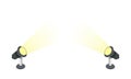 Spotlights shine from below to the top of the stage in flat style isolated on white background. Vector EPS 10 Royalty Free Stock Photo