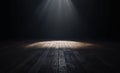 Spotlights shine on an empty stage set against a dark backdrop, a 3d rendered scene Royalty Free Stock Photo