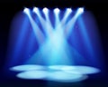 Spotlights on the stage. Vector illustration. Royalty Free Stock Photo