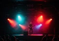 Solo Musician Performing on Stage with Dramatic Lighting and Smoke Effects Royalty Free Stock Photo