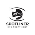 Spotliner eye treatment logo, abstract eye vector  with aurora scene in mountains Royalty Free Stock Photo