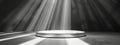 Spotlit podium at a premiere exhibition with dramatic shadows, creating an exclusive atmosphere Royalty Free Stock Photo