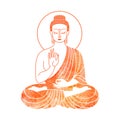 Sitting Buddha watercolor vector illustration