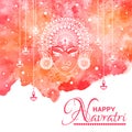 Happy Navratri watercolor greeting card, border