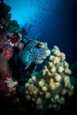 A spotted boxfish in its underwater habitat