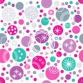 Spotted colorful festive abstract seamless pattern in retro style. Dotted wallpaper. Random polka dot background. Royalty Free Stock Photo