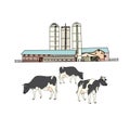 Dairy farm in sketch style