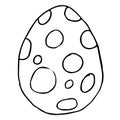 Spotted Easter Egg vector black and white line art. Catolic Easter symbol.