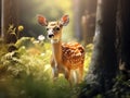 Ai Generated illustration Wildlife Concept of Spotted Fawn Royalty Free Stock Photo