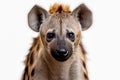 spotted hyena portrait isolated on white background, close-up Royalty Free Stock Photo
