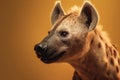 Spotted hyena portrait with yellow background, close-up portrait. Royalty Free Stock Photo