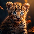 of a Spotted Leopard cub Panthera pardu