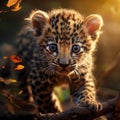 of a Spotted Leopard cub Panthera pardu