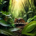 Spotted millipede in the rainforest. 3d rendering AI generated