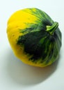 Spotted patty squash on a white background.