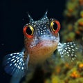 Spotted puffer fish on a coral reef in Bali, Indonesia