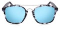 Spotted sunglasses blue mirror lenses isolated on white Royalty Free Stock Photo