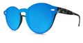 Spotted sunglasses blue mirror lenses on white Royalty Free Stock Photo