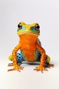 Spotted tropical frog isolated on white. Generative Ai.