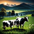 spottet cows, AI-Generatet Royalty Free Stock Photo