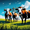 spottet cows, AI-Generatet Royalty Free Stock Photo