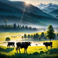 spottet cows, AI-Generatet Royalty Free Stock Photo