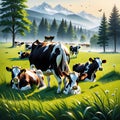spottet cows, AI-Generatet Royalty Free Stock Photo