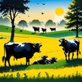 spottet cows, AI-Generatet Royalty Free Stock Photo