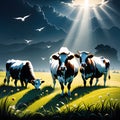 spottet cows, AI-Generatet Royalty Free Stock Photo