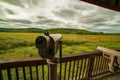 Spotting scopes at wildlife observatory overlooking migratory bird and wildlife habitat in the Erie national wildlife refuge near Royalty Free Stock Photo