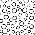 Spotty abstract vector seamless pattern. Random rings, dots, circles, spots, stains, bubbles, stones. Design for fabric, funny