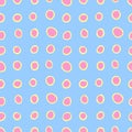 Spotty abstract vector seamless pattern. Random rings, dots, circles, spots, stains, bubbles, stones in row. Cute print