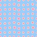 Spotty abstract vector seamless pattern. Random rings, dots, circles, spots, stains, bubbles, stones in row. Cute print