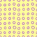 Spotty abstract vector seamless pattern. Random rings, dots, circles, spots in row. Graphic background and texture