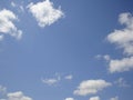 Spotty clouds on blue sky background