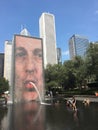 Spouting Crown Fountain, Millennium Park Chicago Royalty Free Stock Photo