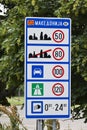 Sppe limits street sign at the border of FYROM - Macedonia Royalty Free Stock Photo