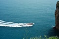 Spped boat in torquise sea Royalty Free Stock Photo