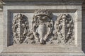 SPQR inscription carved on a statue in Rome, Italy