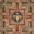 SPQR shield in the ceiling of the Basilica of Santa Maria in Ara Coeli, in Rome, Italy. Royalty Free Stock Photo