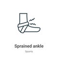 Sprained ankle outline vector icon. Thin line black sprained ankle icon, flat vector simple element illustration from editable