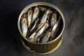 Sprats fish in tin can. Generate ai