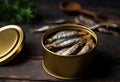 Sprats smoked fish in can. Generate ai