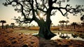 Majestic Tree in Vast Savannah Royalty Free Stock Photo