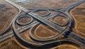 Aerial View of Complex Highway Interchange Crossroads Royalty Free Stock Photo
