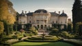 A sprawling estate with a sprawling garden and a grandiose mansion